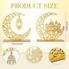 2 Stück Holz Ramadan Islamisch Eid Mubarak Kareem Tischschild Mond Hohl Stern Ornament Für Muslimische Party Dekorative Tischplatten Zubehör