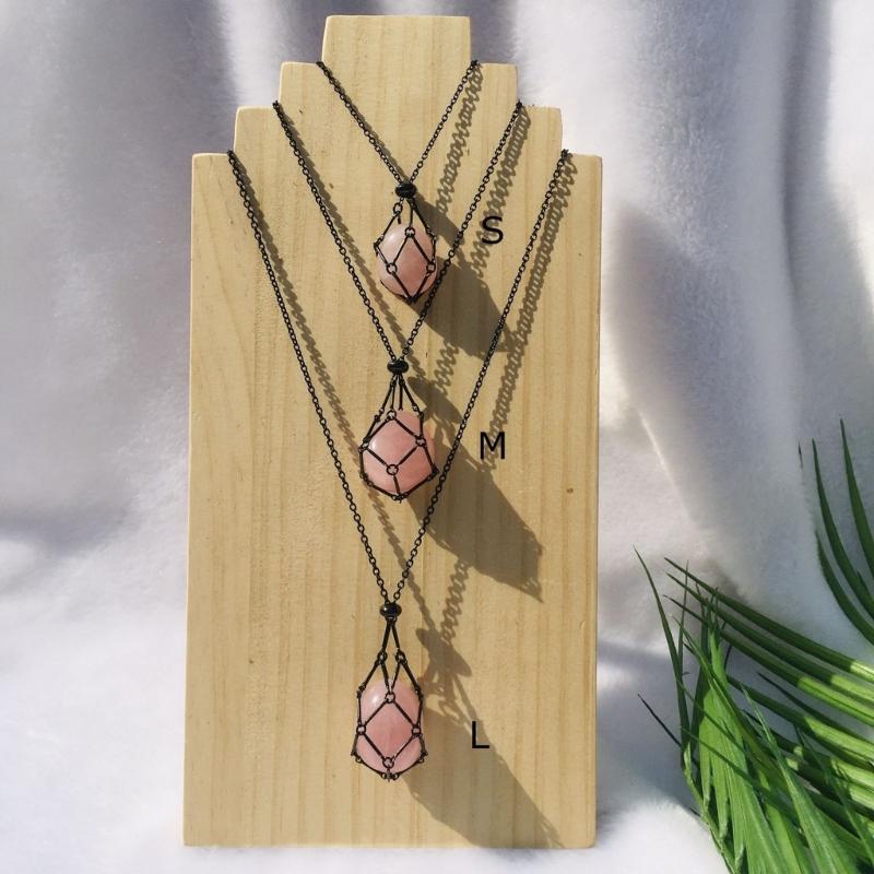 Empty Crystal Stone Holder Necklace Adjustable Natural Crystal Cage Necklace