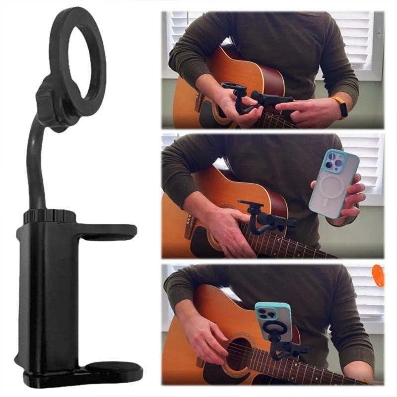 Verstellbarer magnetischer Gitarren-Handyhalter mit Klemme Starker magnetischer Musikinstrumenten-Handy-Ständer Rutschfest Einfach zu installieren