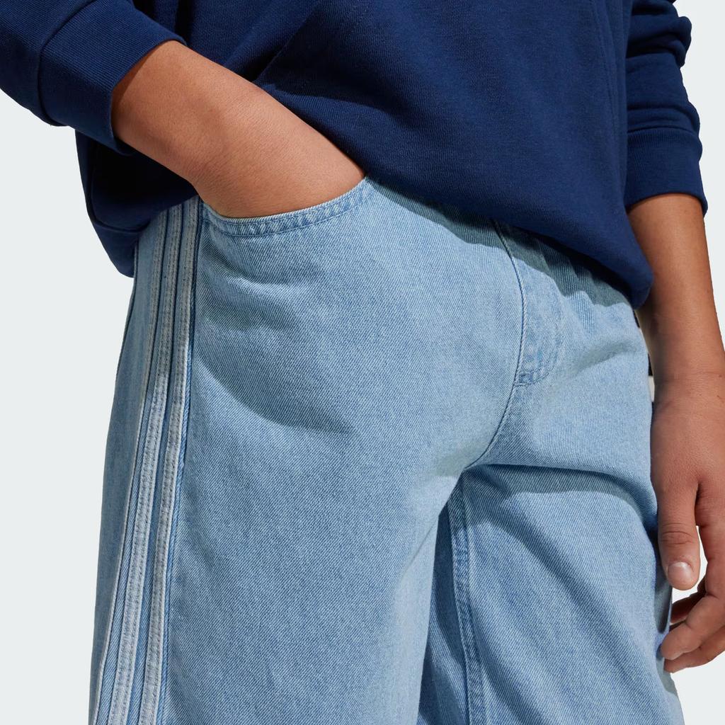 Adidas Originals X Minecraft Collaboration Striped Loose Denim Sports Shorts Men shorts Clear-Blue JZ9938