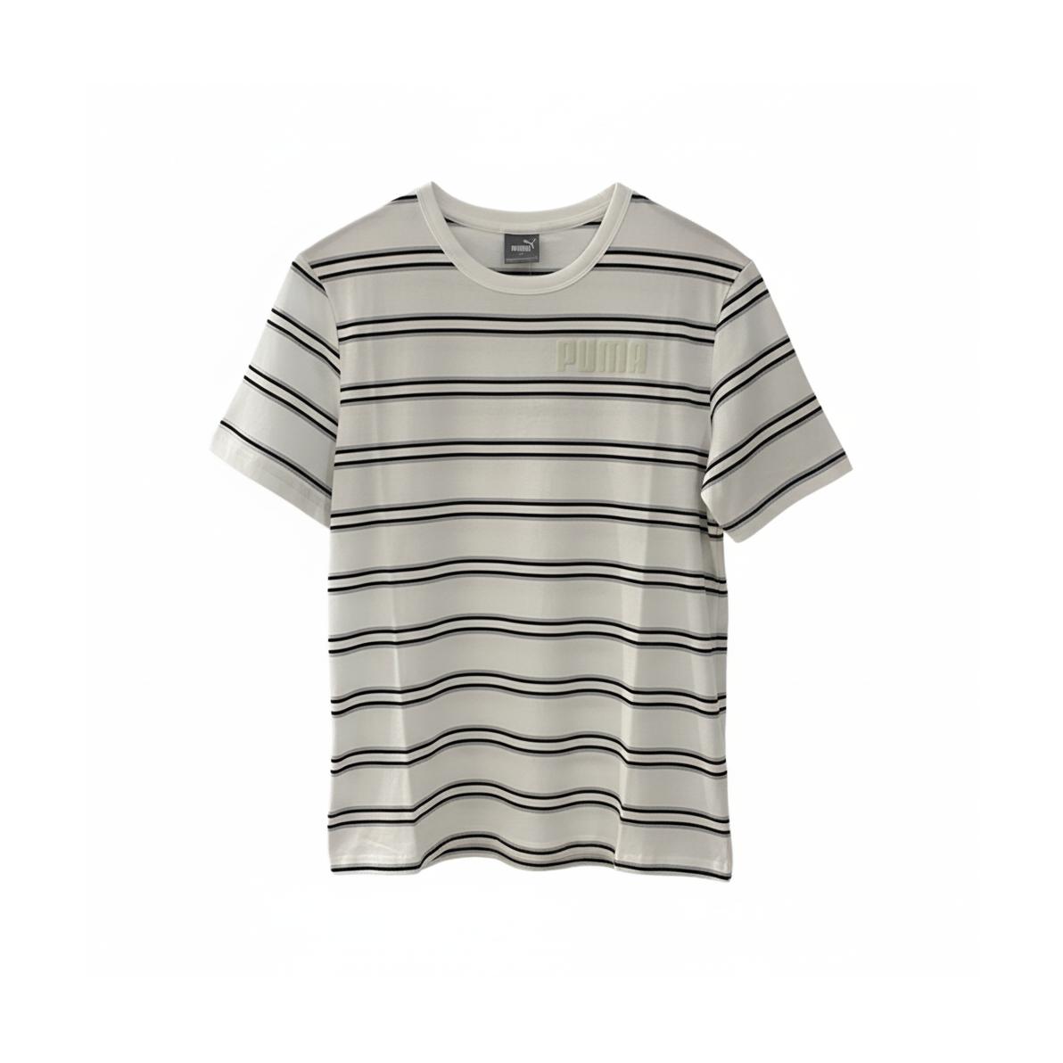 Puma Striped Crew Neck Loose Fit Short Sleeve T-Shirt Men tops 585230-02 L