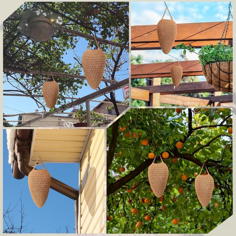 Large Crochet Wasp Nest Decoy Garden Hanging Fake Bee Hornet Hive Wasp Deterrent