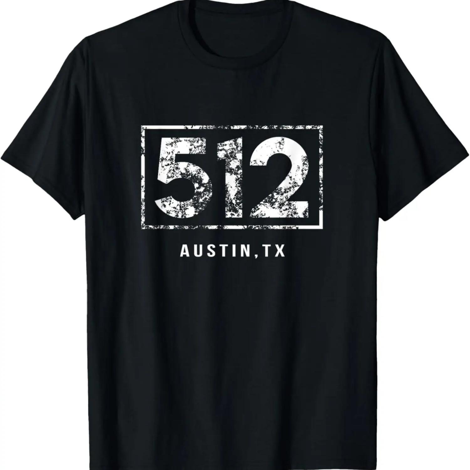 Austin Texas 512 Area Code Distressed T-Shirt S