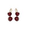Niche Dark‑Red Resin Cherry Fruit Silver Needle Earrings Personality Fashion Simple High‑End Temperament Trend Jewelry
