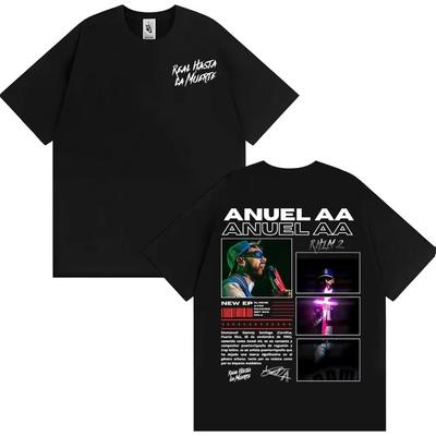 Rapper Anuel AA Rhlm 2 Album 2025 Merch T-Shirt Men Women Harajuku Hip Hop Street T Shirt Casual Oversized Cotton Male T Shirts