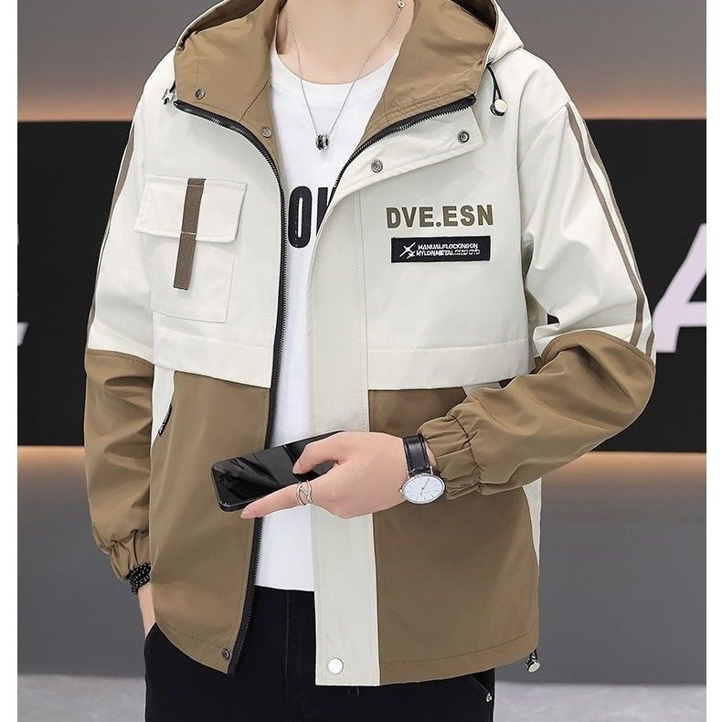 2025 Весна и Осень Новинки Молодежная Тренд Куртка с Капюшоном в Цветовой Блок Персонализированная Осенний Тонкий Высококачественный Топ