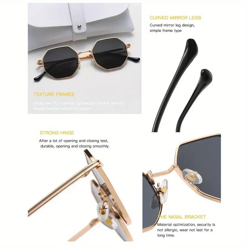Trendy Retro Octagon Sunglasses for Men & Women Lightweight Metal Frame UV400 Eyewear Perfect for Beach Parties & Outdoor Trips