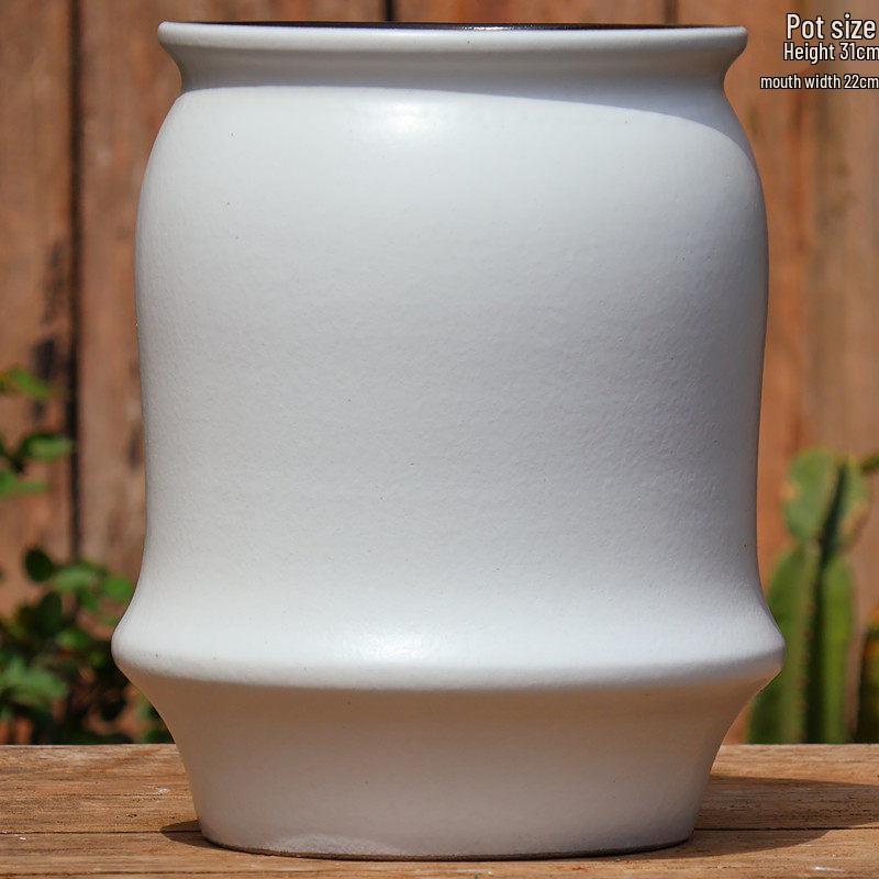 Large Vintage Ceramic Flower Pot for Indoor/Outdoor Plants - Breathable Tall Wide-Mouth Design for Bougainvillea & Succulents