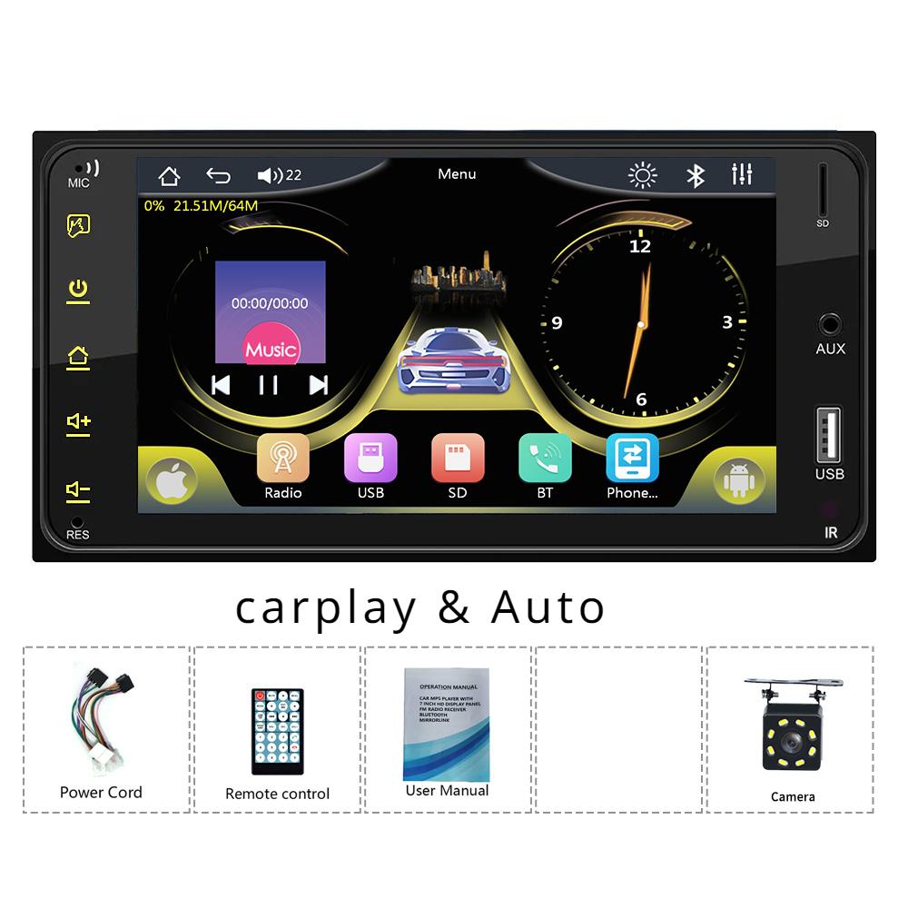 

REAKOSOUND 7 для Toyota MP5 2din USB Carplay Авто Радио Мультимедийный плеер MirrorLink HD Автомобильный аудио FM стерео BT размер 200*100 мм MP5