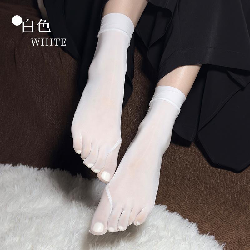 Sexy 8D Oil Shiny Socks High Elastic Ultra-Thin Short Socks Five Toes Split Sock Exotic Lingerie Candy Color Woman Clothing