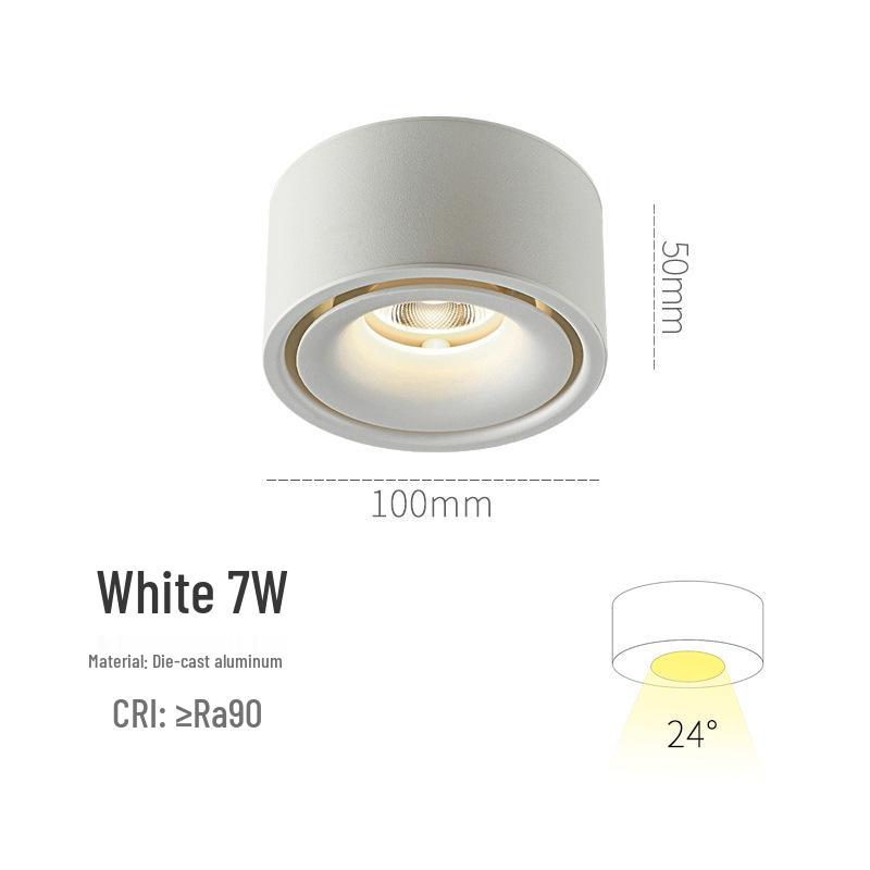 Ultra-thin Surface-mounted LED Downlight: No Hole Required, Round All-Aluminum Ceiling Light for Living Room.