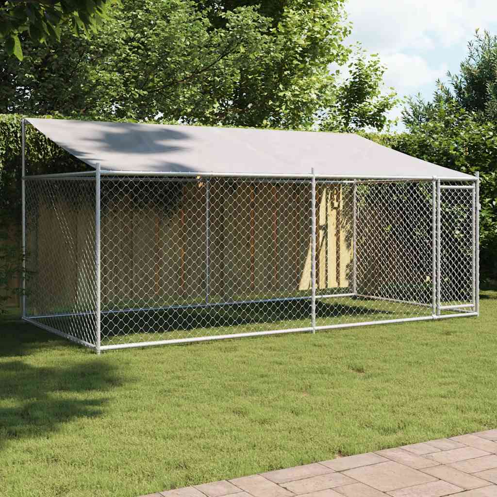 Vidaxl Dog Cage, With Roof and Door, Grey, 4X2X2 M, Steel