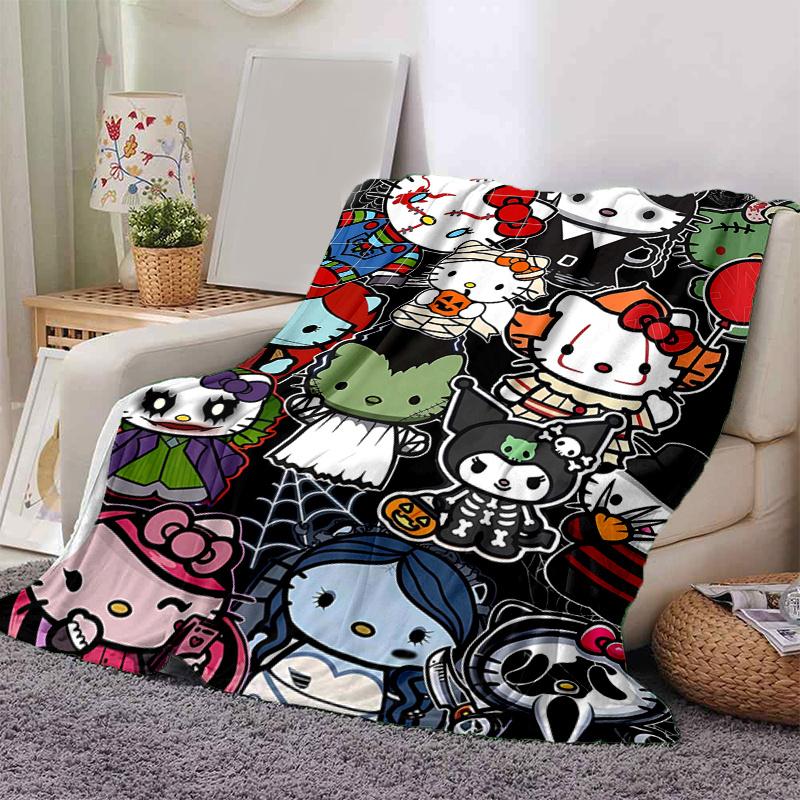 1pc Halloween Collection Hello Kitty Blanket, Seasonal Home Decorative Throw for Room, Living Room, Travel, Camping, Car Blankets, Beach, Office Naps,