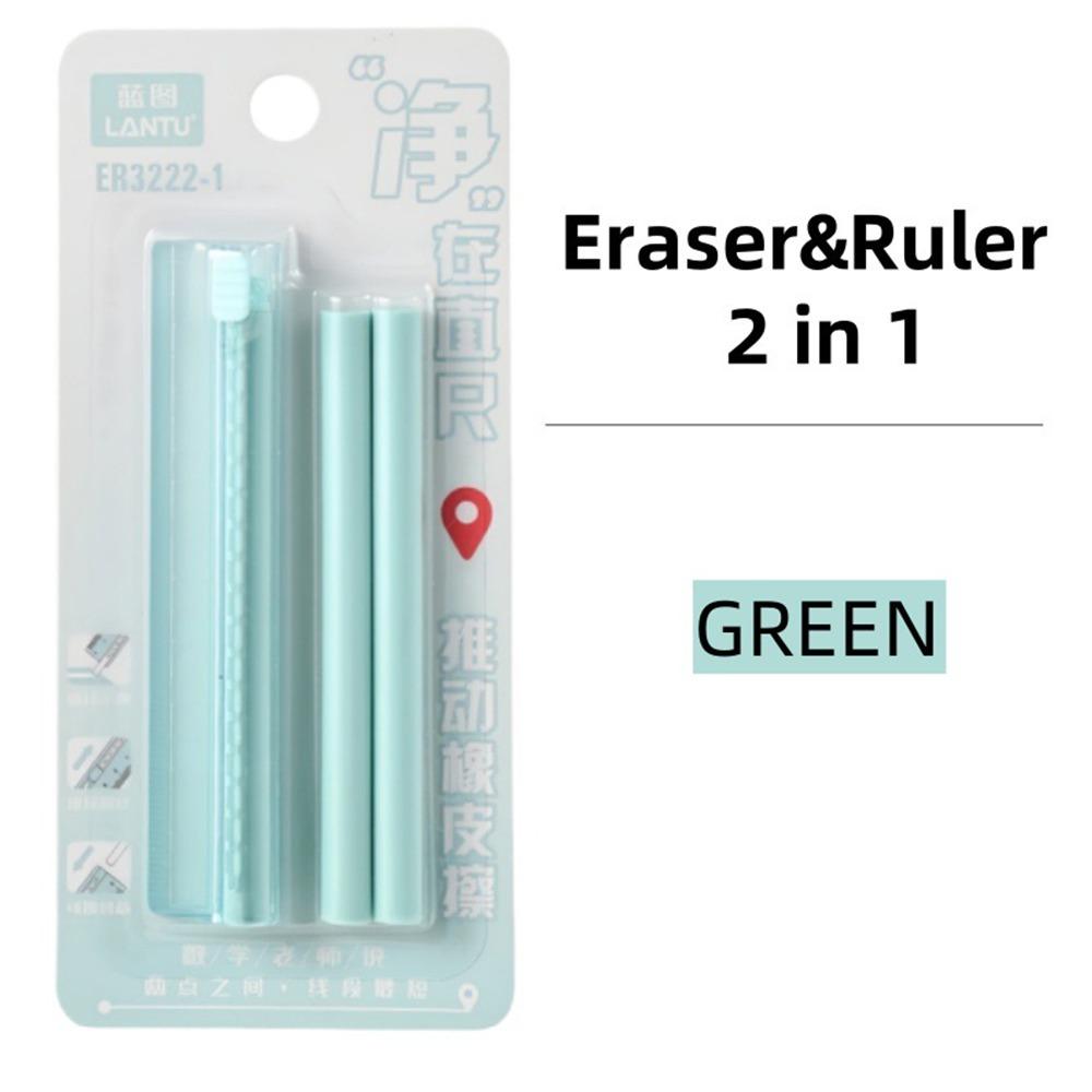 

6PCS/Set High Quality 2-in-1 2-in-1 Eraser Ruler No Debris with Replaceable Core Rubber Eraser Pencil Wiping Tool Students зелений