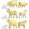 12 Set of Gold Plastic Animal Figurines Jungle Wild Animals Models Mini Animals Desktop Ornament