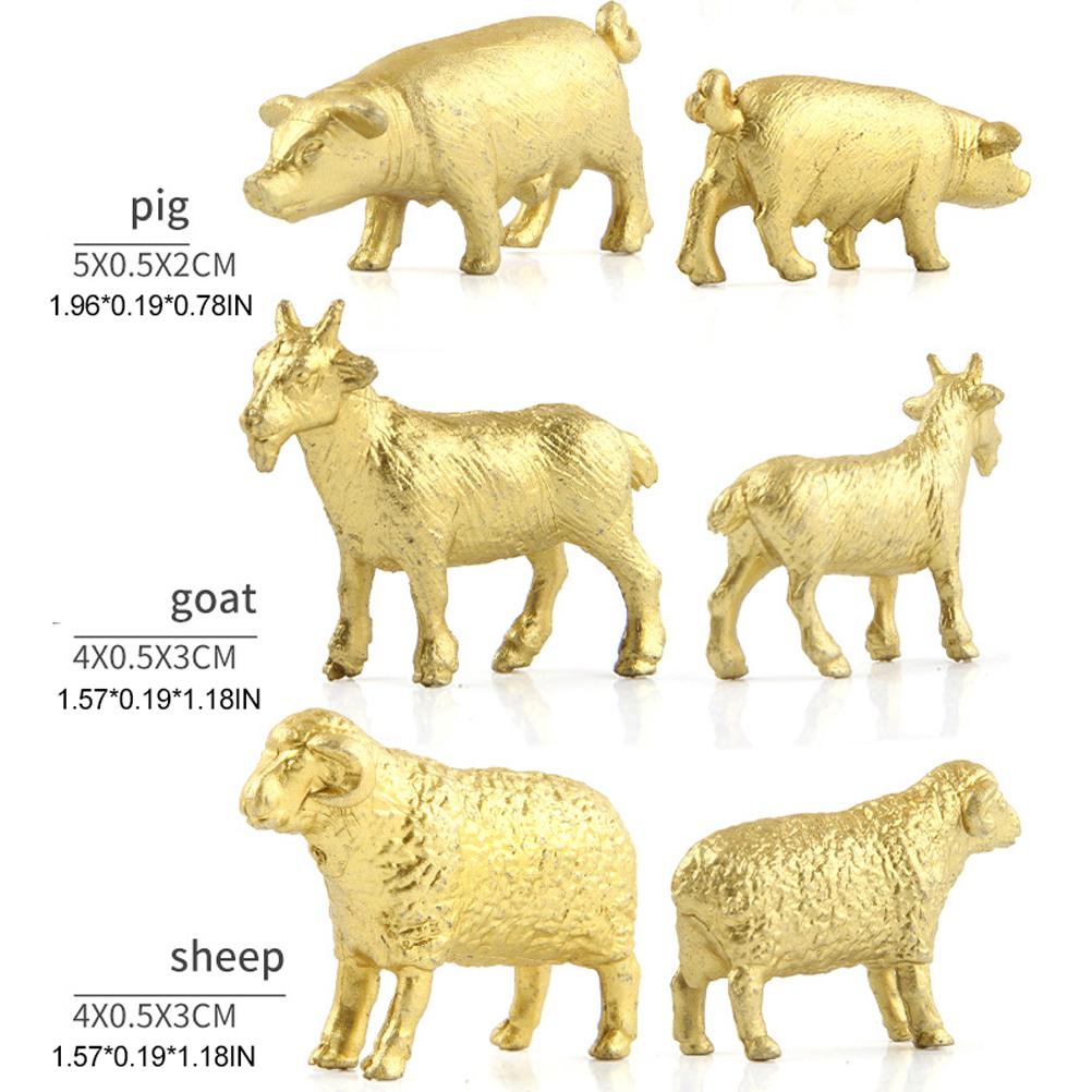 12 Set of Gold Plastic Animal Figurines Jungle Wild Animals Models Mini Animals Desktop Ornament