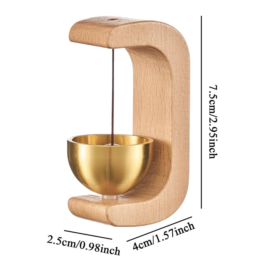 Magnetic Shopkeepers Bell Brass Bell Wooden Wind Chime Doorbell Vintage Hanging Door Bell Ornament for Home Garden Porch