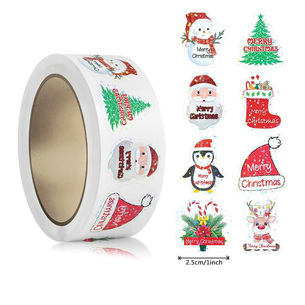 

500pcs Laser Cartoon Christmas Stickers Christmas Gift Wrapping Label Sticker Reward Stickers Scrapbook Stationery,1