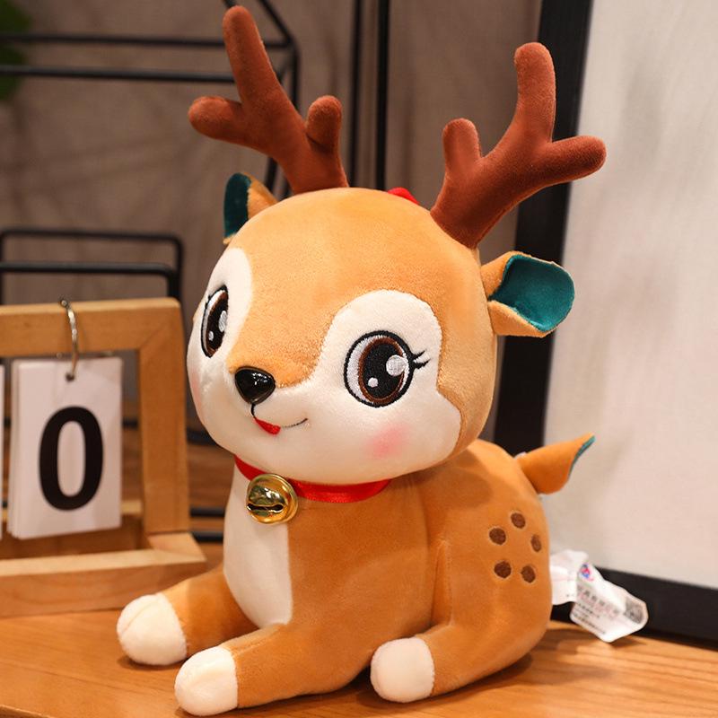 Plush Christmas Tree Pillow & Deer Doll Ornament Set 20cm