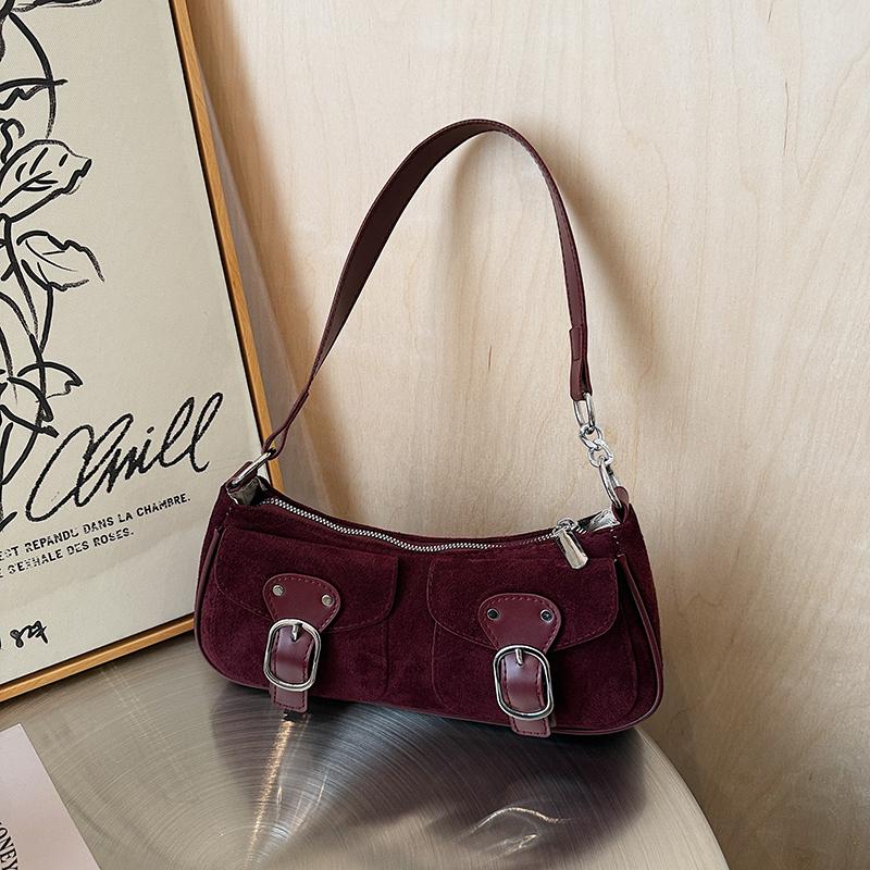 High-End Unique Fashion Women's Bag 2025 New Design Retro Underarm Crossbody Bag Soft Suede Leather Daily Match Shoulder Bags