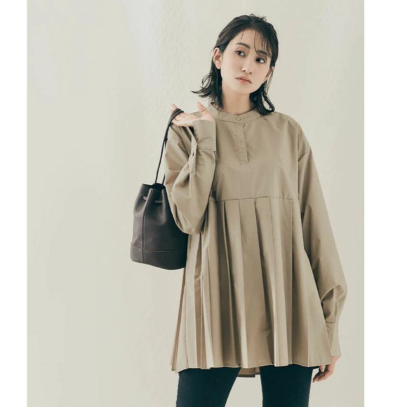 Jarní a letní volná ležérní plisovaná košile dámská střední a dlouhá spodní dámská košile nová