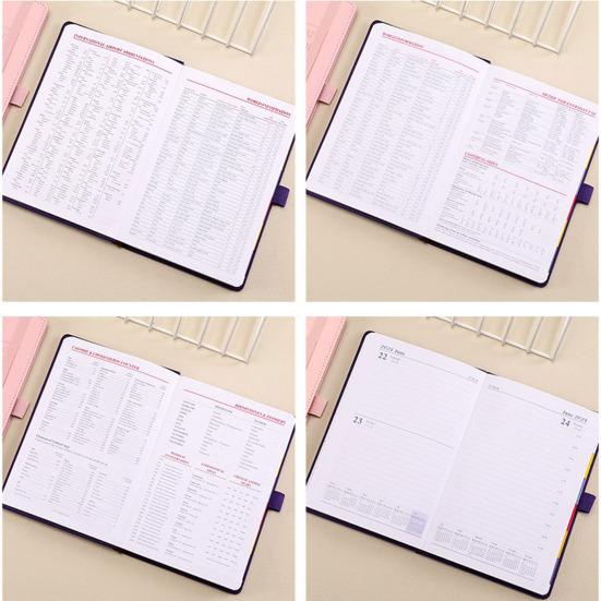 Faux Leather Cover 2024 Planner Notebook 12 Monthly Weekly Agenda Notebook with Elastic Closure Pen Loop Series