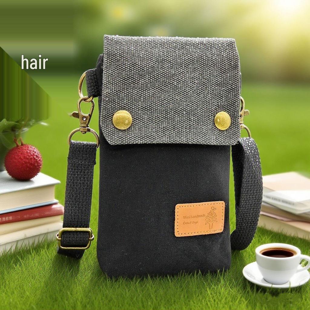 Solid Color Canvas Crossbody Phone Bag - Women's Shoulder Purse
