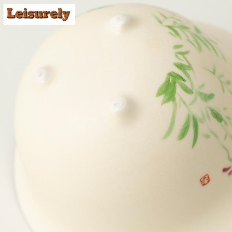 Off-white Hand Painted Flowers Travel Tea Set Kit Retro 1 Bowl 3 Cups Tea Maker Organizer Portable Outdoor Stock Bags Ornaments