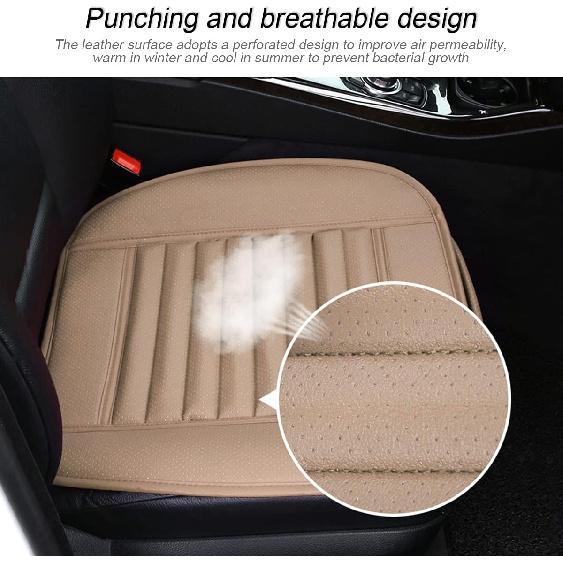 Leather Car Seat Cover, Car Front Seat Cushion/Protector, Breathable Comfort Automotive Seat Cover, Compatible with Most Cars, Vehicles, SUVs, Car