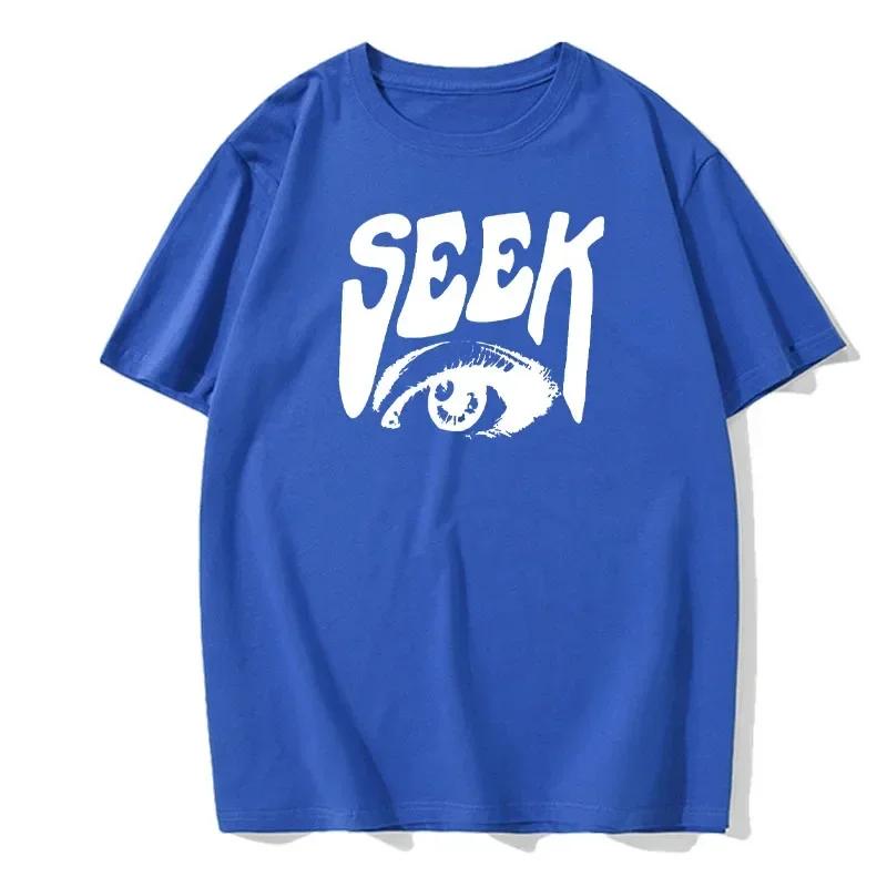 Seek Anticipated Gaze Printing T-Shirts Men Soft Loose Tshirs Breathable Summer Street Hip Hop T-Shirts Cotton Loose Tee Clothes