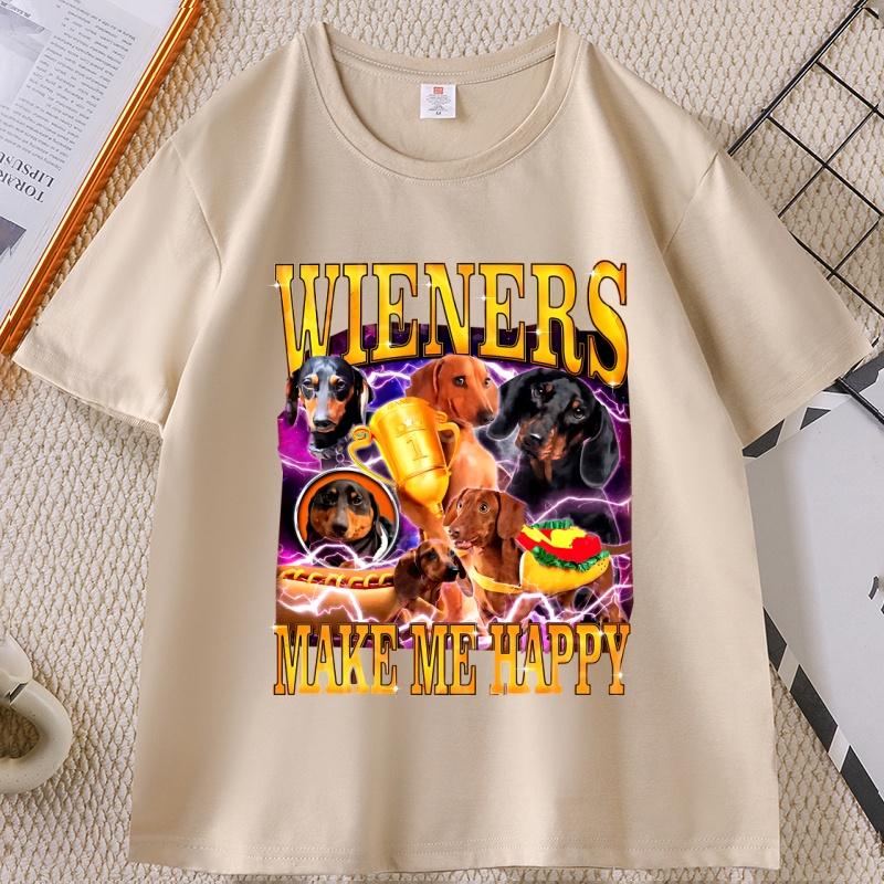 Funny Wiener Dog TShirt for Unisex Women Dachshund Graphic T Shirts Cotton Shortsleeved Unisex Clothing Harajuku Streetwear