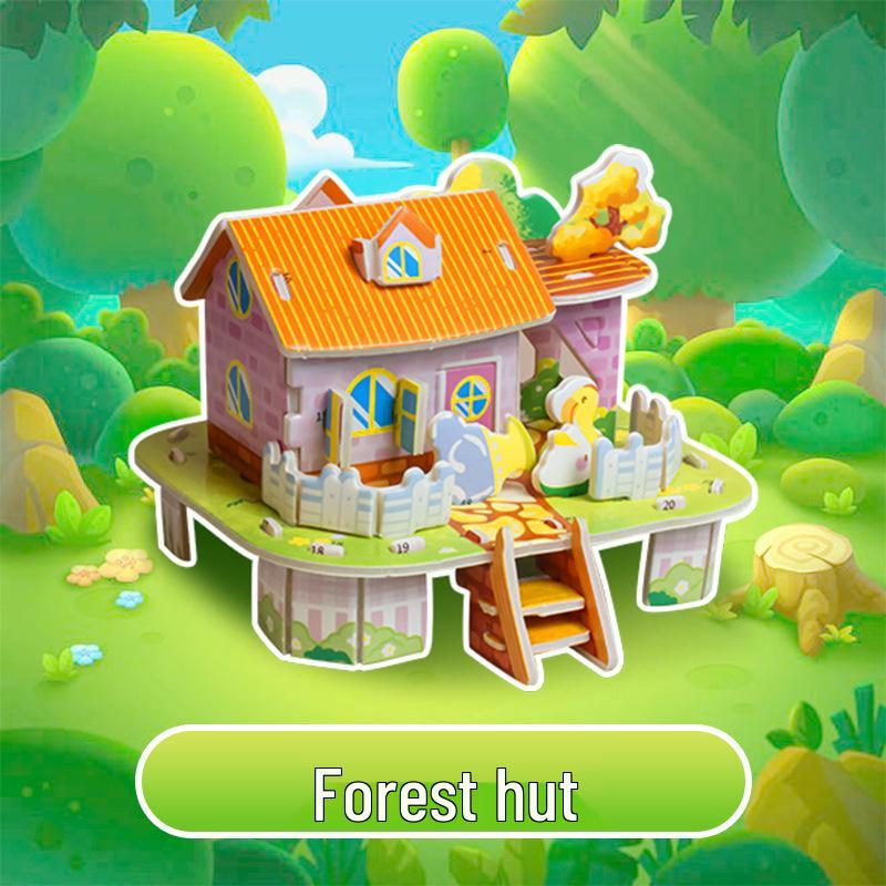3D Stereoscopic Small House DIY Puzzle for Kids Ages 3-6 - Educational Paper Craft Toy
