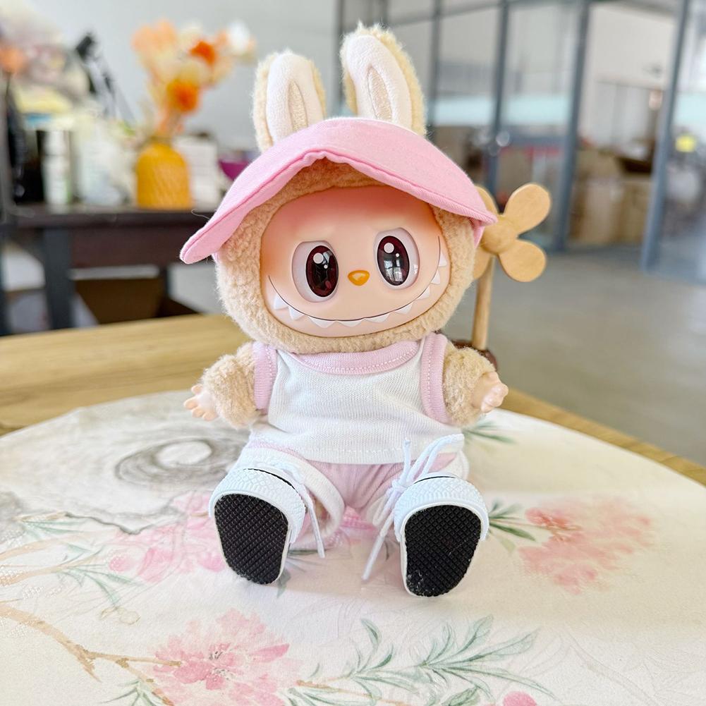 For 17cm Labubu Doll Clothes Fashion Clothes T-shirts Sun Hat Doll Clothes Color Match Shorts Dolls Accessories Cute Decoration Little Clothes