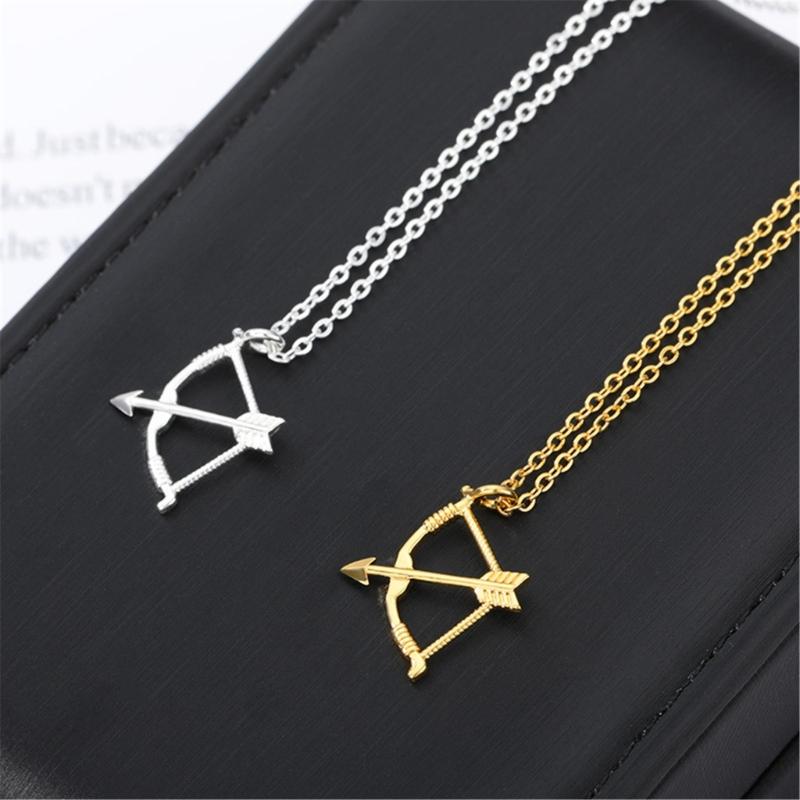 Fashionable Archery Pendant Necklace Handmade Bow and Arrows Neckchain Gothic Clavicle Chain for Women Girls Choker