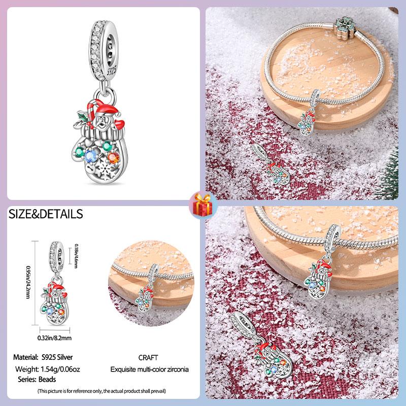 Copper Snowflake Christmas Red Snowflake Socks Gloves Charms Beads Brand Bracelet Exquisite Diy Jewelry Making Women'S Gift