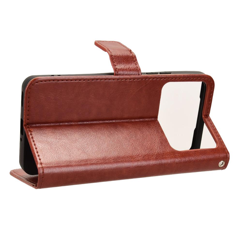 For Xiaomi Redmi K70 Ultra Phone Stand Case Crazy Horse Texture PU Leather Cover Wallet
