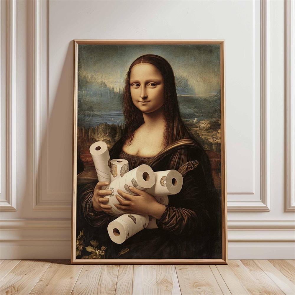 Mosa Lisa Pop Art Canvas Painting Colorful Mona Lisa Art Prints Funny Toilet Paper Holder Poster Modern Pop Art Graffiti Decor 21X30CMNo Framed