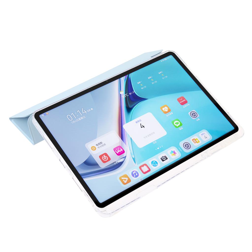 For Huawei MatePad SE 11 Case Tri-fold Stand Leather+TPU+Acrylic Clear Back Tablet Cover