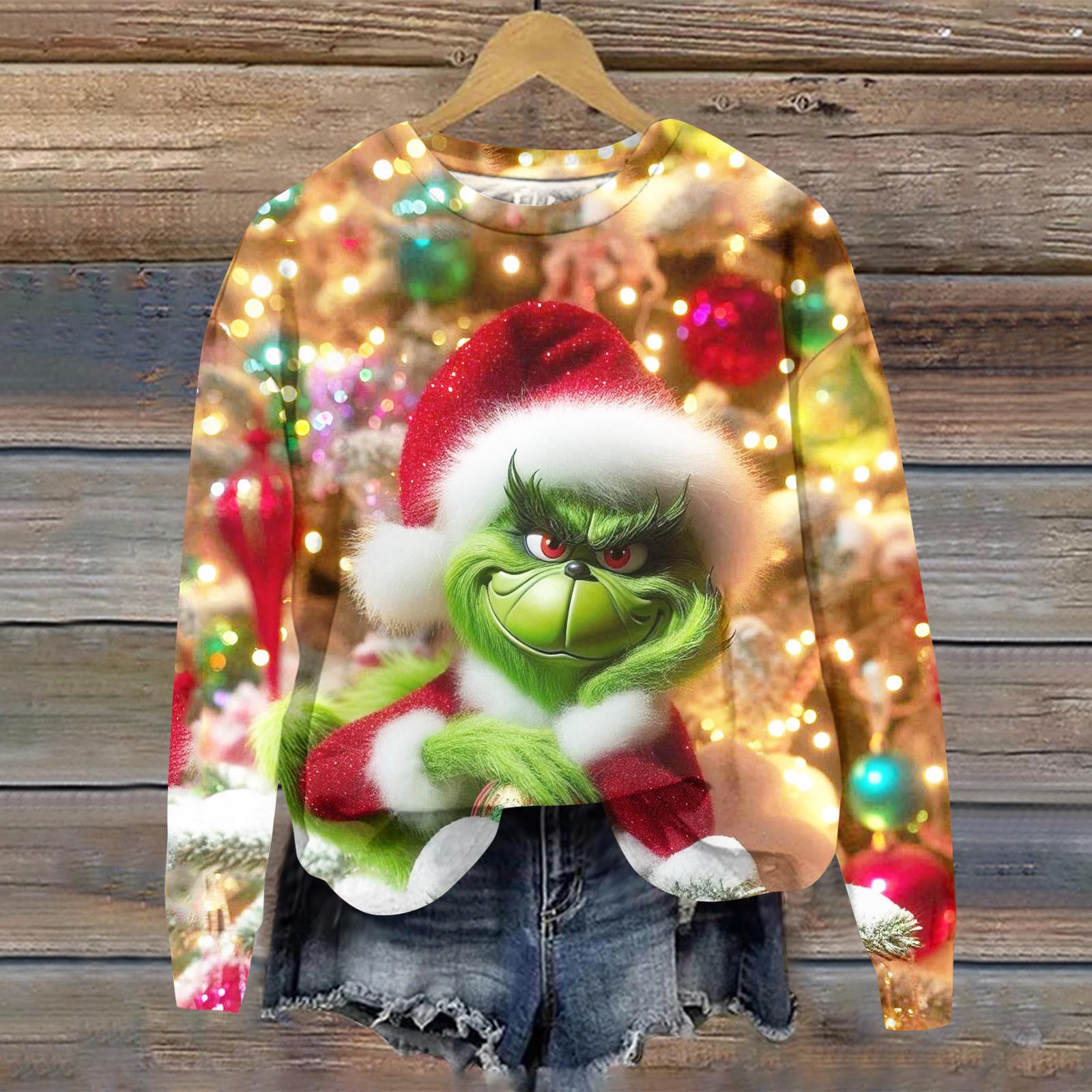 

Женский рождественский спортивный худи с длинными рукавами и круглым вырезом с принтом Greentown M розовый