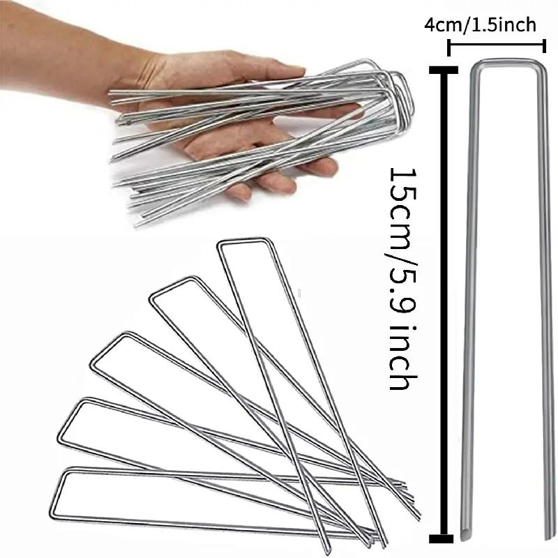 50pcs Landscape Staples, U-Shaped Garden Pins Garden Stakes Staples, Heavy Duty Yard Lawn Tent Stakes Securing Pegs For Weed Ba