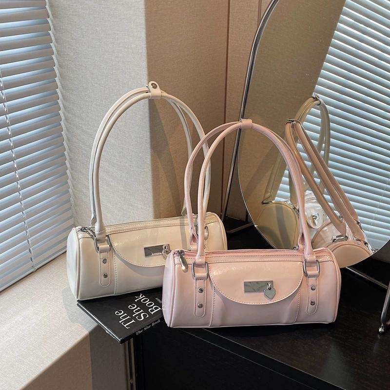 Urban Minimalist Bowling Handbag Women's Commuter Shoulder Crossbody Bag Stylish Chic Summer 2026 Synthetic Leather Pillow Bags