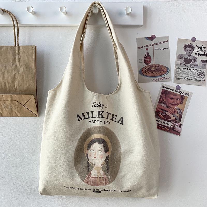 

2024 Холщовая сумка-тоут в японском стиле большой вместимости – Женская летняя сумка на одно плечо