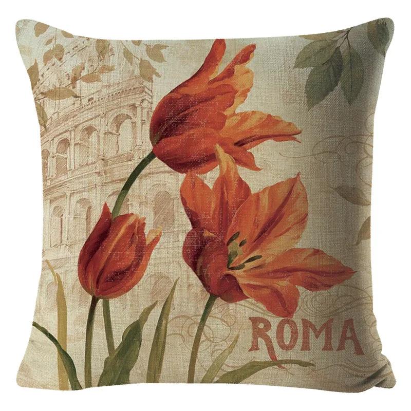Colorful Flower Cushion Sunflower Rose Dandelion Decorative Pillows Decoration Pillowcase For Car Home