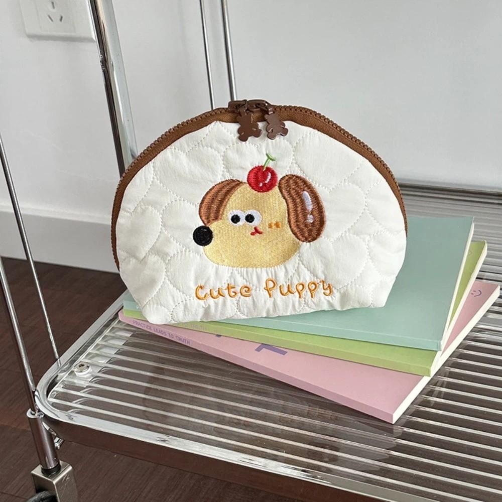 Puppy Cartoon Toiletry Bag Handheld Skincare Storage Bag Portable Embroidery Cosmetic Bag Travel