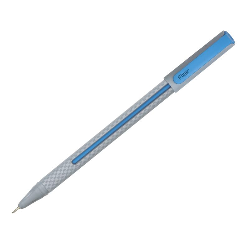 FLAIR Yolo 0.6mm Ball Pen Pack of 1 x 10 pen | Smooth Blue Ink Pens for Office, School & Home Writing