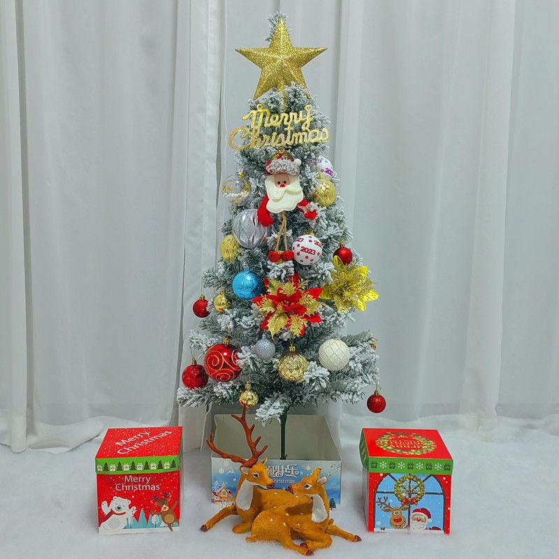 White Christmas Tree Set with 1m, 1.5m, 1.8m Trees - Snow-Decorated Holiday Decor for Home