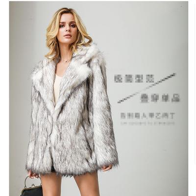 Herfst en Winter Dames Witte Achtergrond en Zwarte Punt Middellange Blazer Jas Kunstbont Imitatieleer Jas