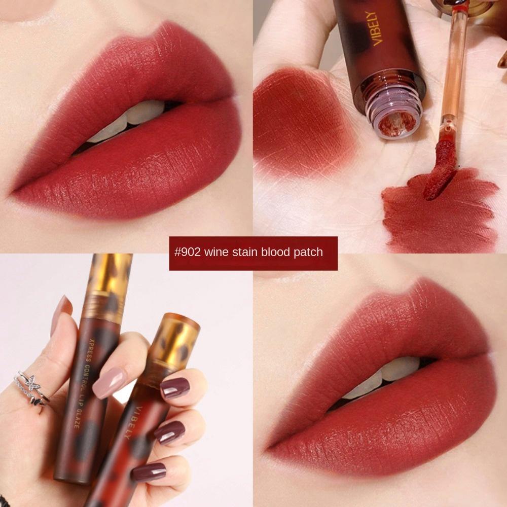 VIBELY Velvet Mist Matte Amber Glaze verblasst nicht, klebt nicht an Tasse, Farbe und Lippenschlamm