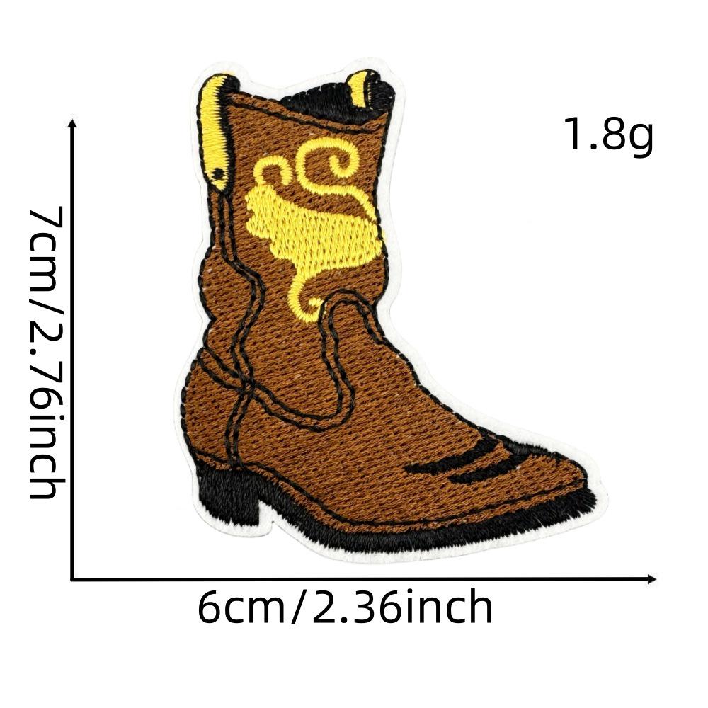 Western Cartoon Boy Denim Iron-On Embroidery Patches for Jackets and Clothing Decor