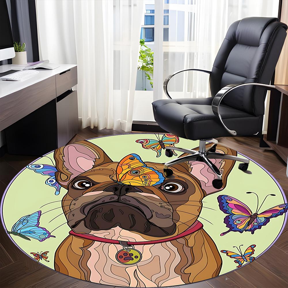 1pc French Bulldog Chair Carpet for Office, Soft Comfortable Mat For Office, Living Room, Bedroom, Machine Washable Carpet Yy251112028